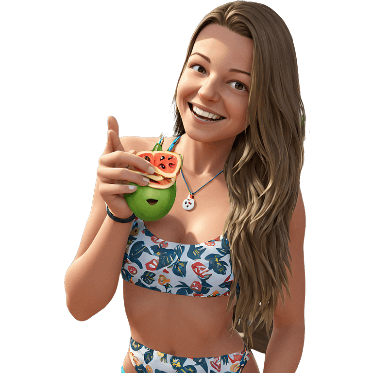 smiling girl in bikini outdoors emoji