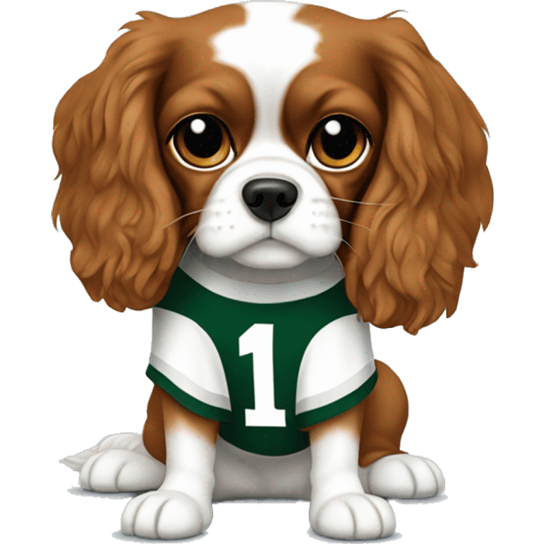 King Charles cavalier wearing packers jersey emoji