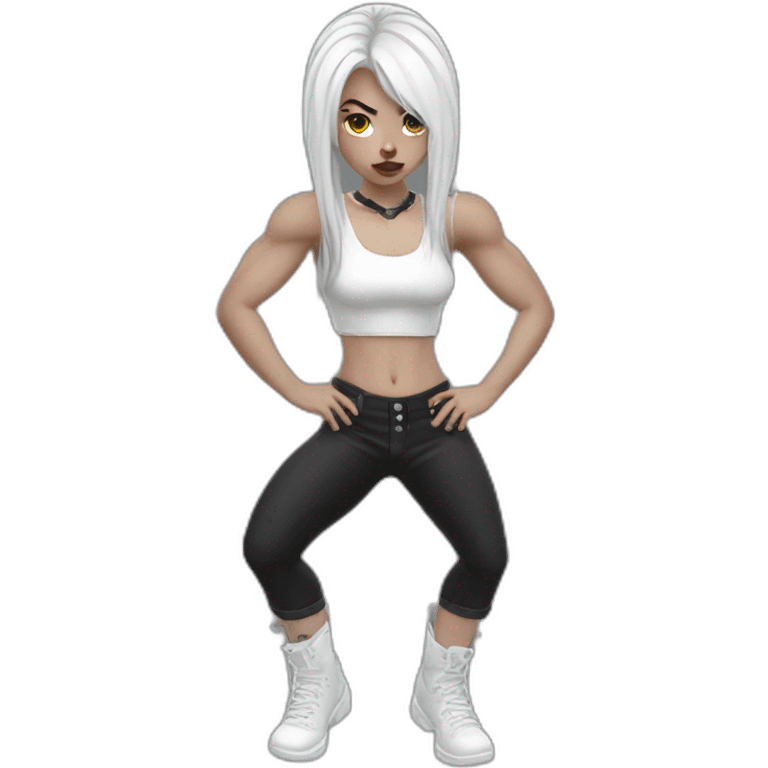 Muscle white goth girl emoji