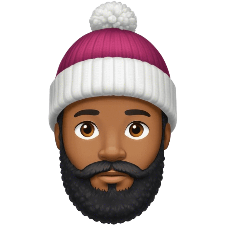 Black hair bearded man in bobble hat  emoji