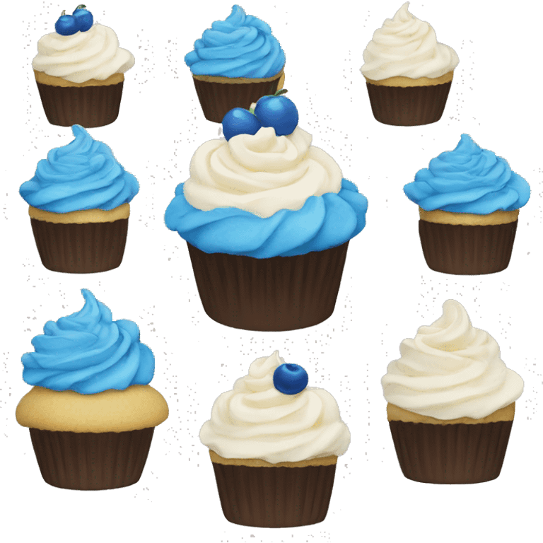 White cream blueberry blue cupcake emoji