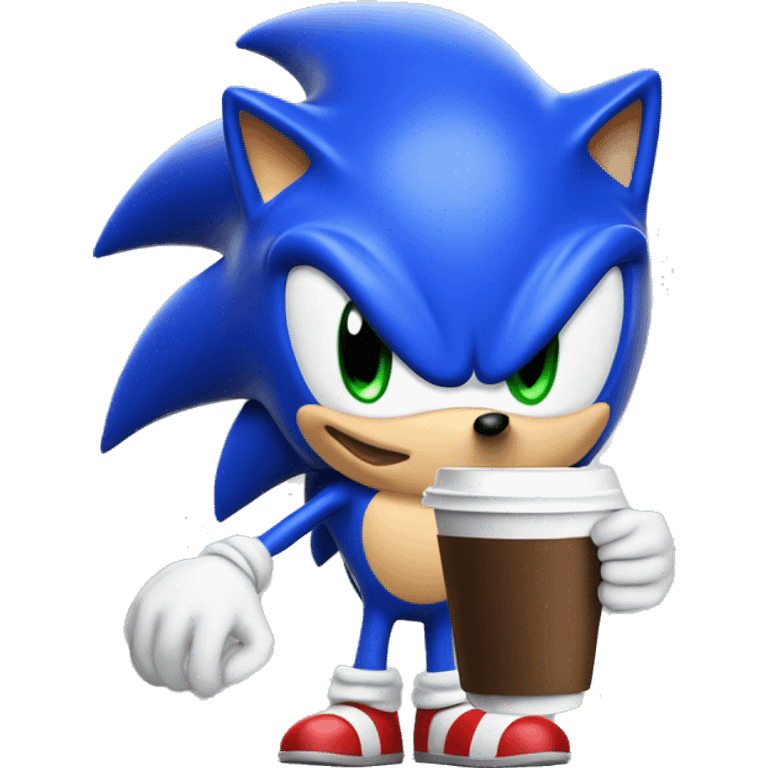 Sonic mit einem Kaffee in der hand emoji