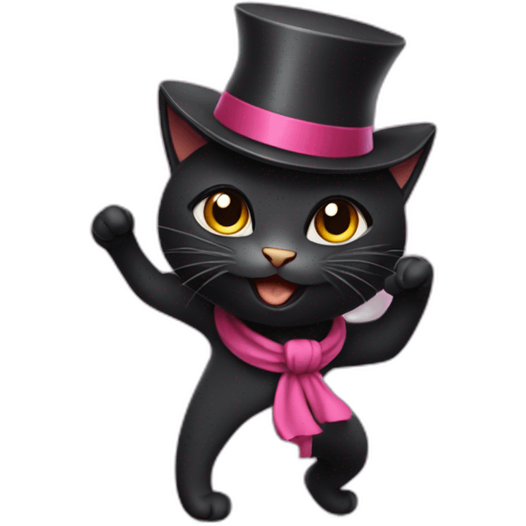 dancing black cat with a hat emoji