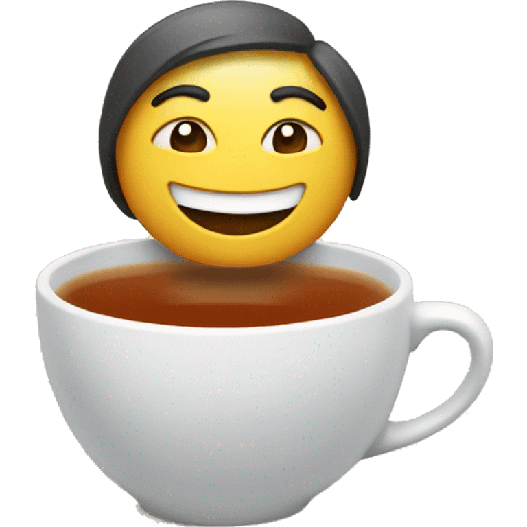 Make a happy emojie drinking a hot tea  emoji