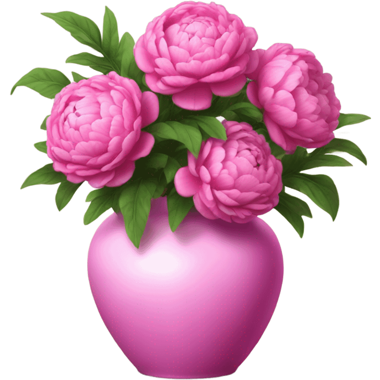 Realistic Bright pink pions in vase emoji