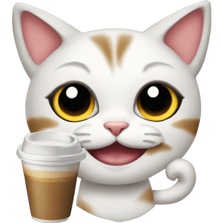 Cat drink to  coffee emoji