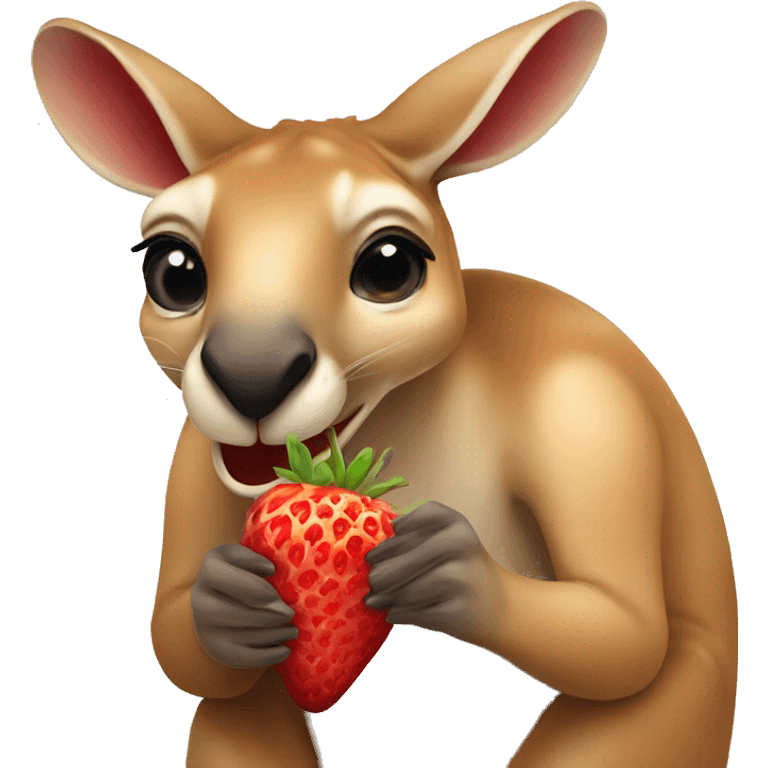 Kangaroo eating strawberries  emoji