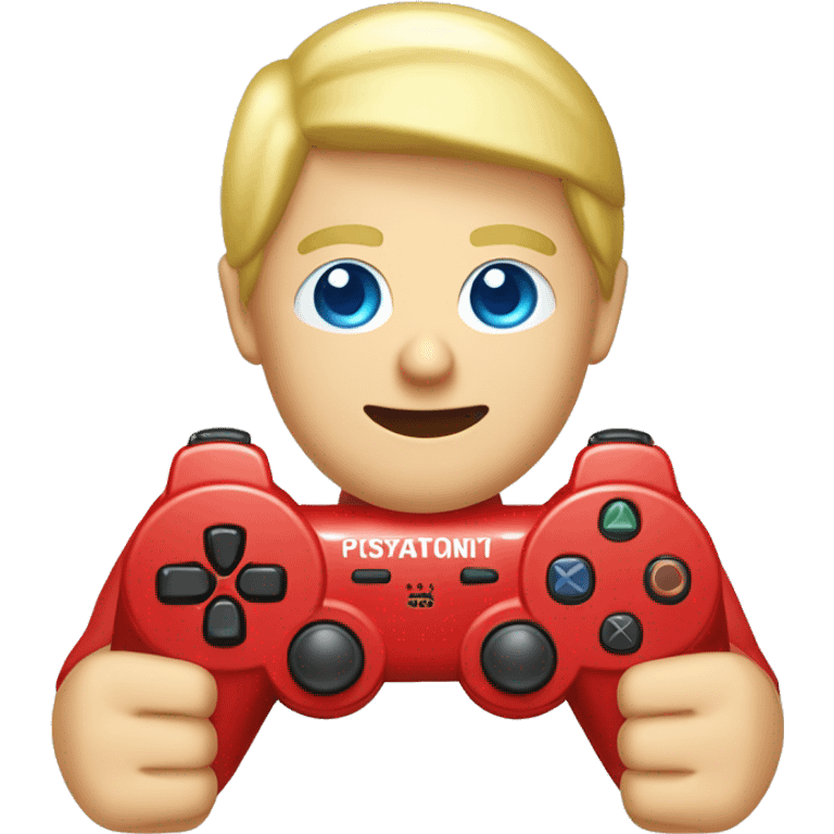 blond guy with blue eyes and hat red playing video games manette playstation nintendo emoji