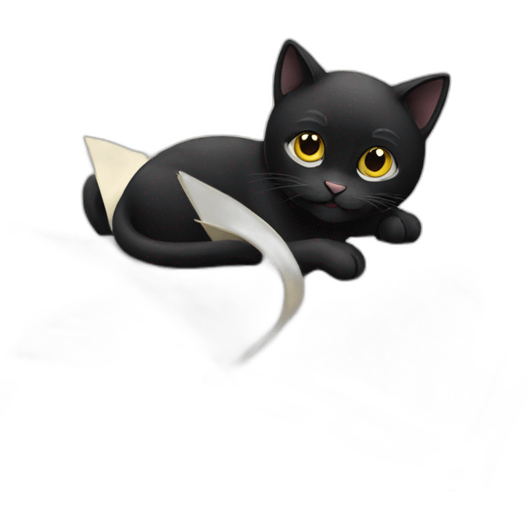 Black cat reading emoji