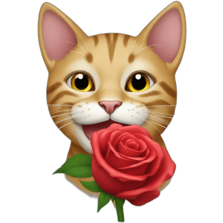 cat biting a rose emoji