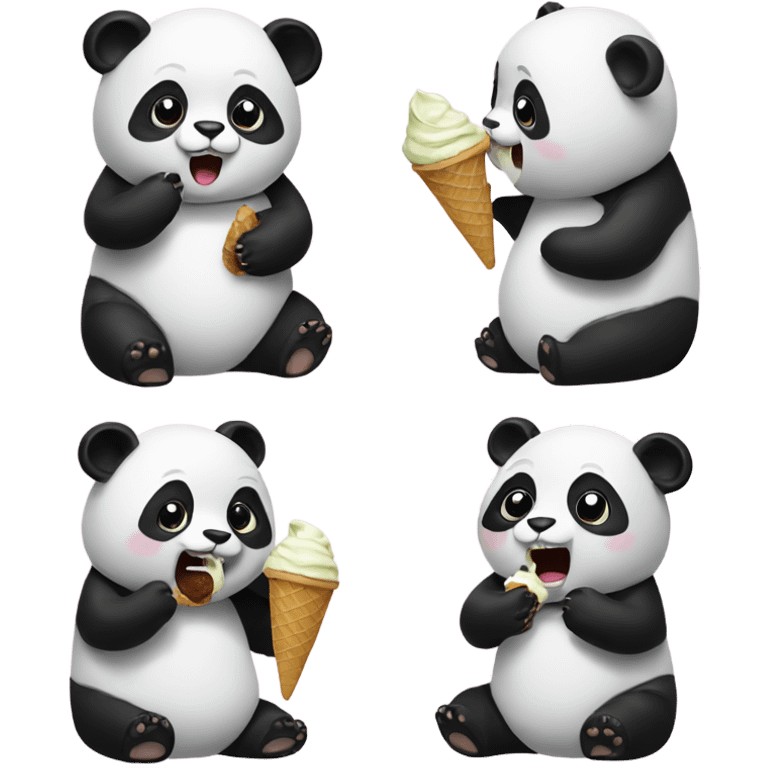 Panda eating ice cream emoji