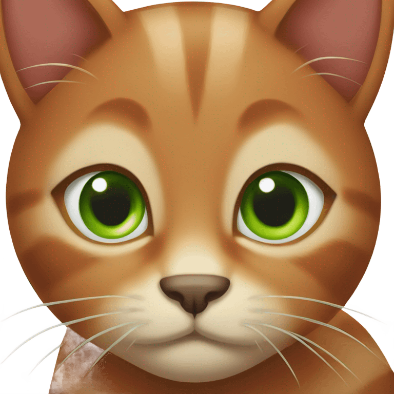 Brown Red cat with Green eyes emoji