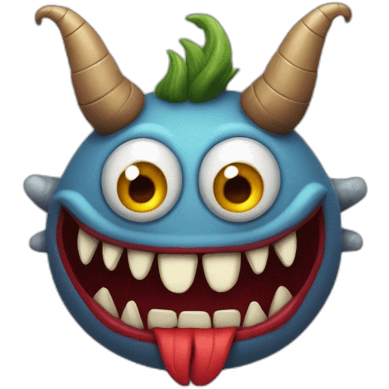 Monstre avec des cornes et un sourire rouge emoji