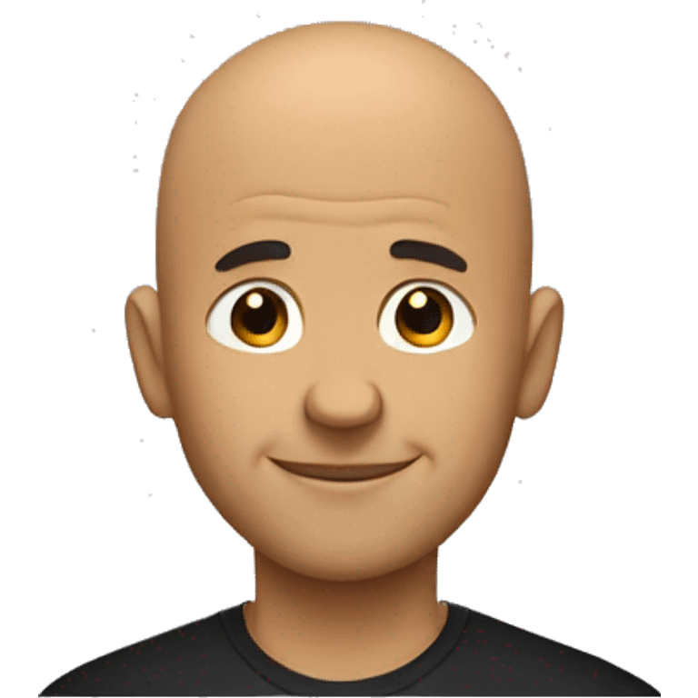 bald man in black shirt smooth out lines a little in brow and forehead  emoji