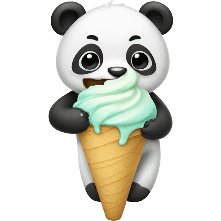 Panda eating ice cream emoji