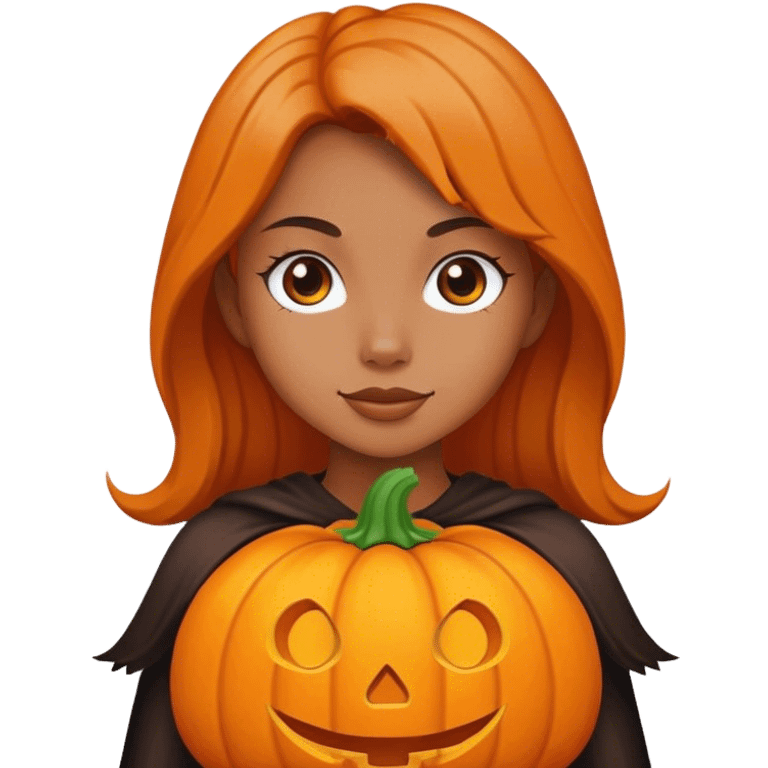 Girl wearing a pumpkin  emoji