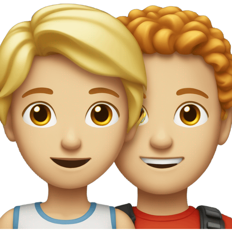 blonde girl and red head boy together  emoji