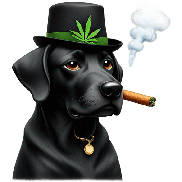 Black Dog smoking weed in a hat emoji