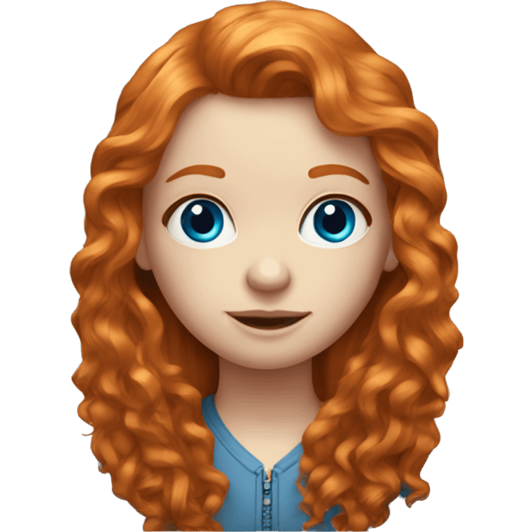 Long haired ginger girl with blue eyes and eyelashes emoji