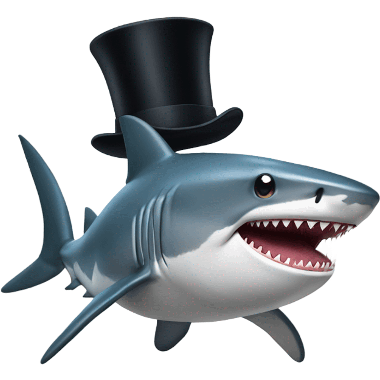 Shark with a top hat emoji