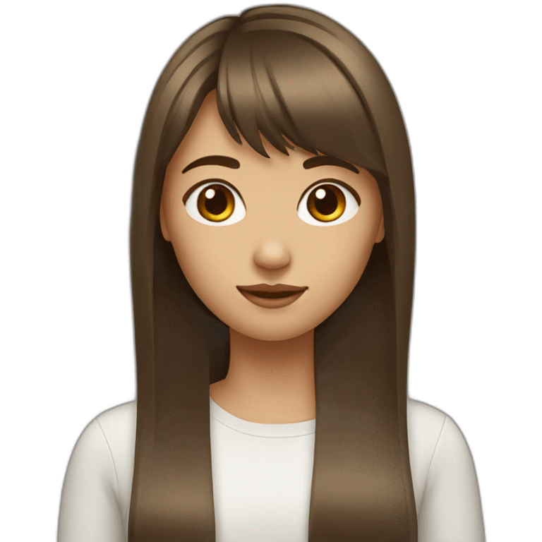 girl with brown straight long hair and bangs emoji