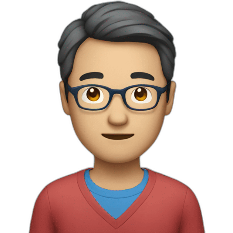 Chinese man with glasses and bleu shirt emoji