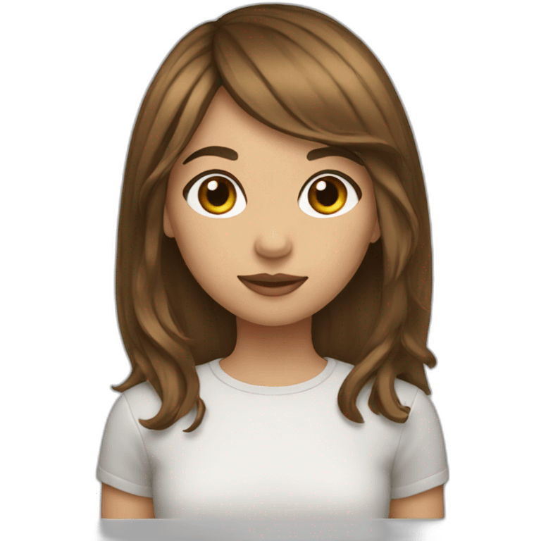 Girl with brown hair and curtain bangs  emoji