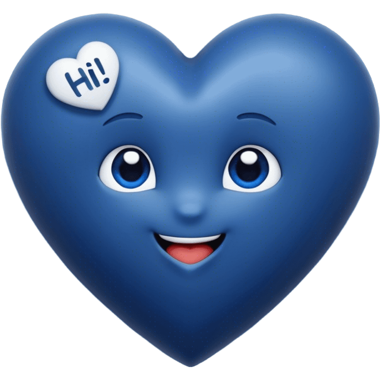 Dark Blue heart with the words Hi Cutie! in the middle  emoji