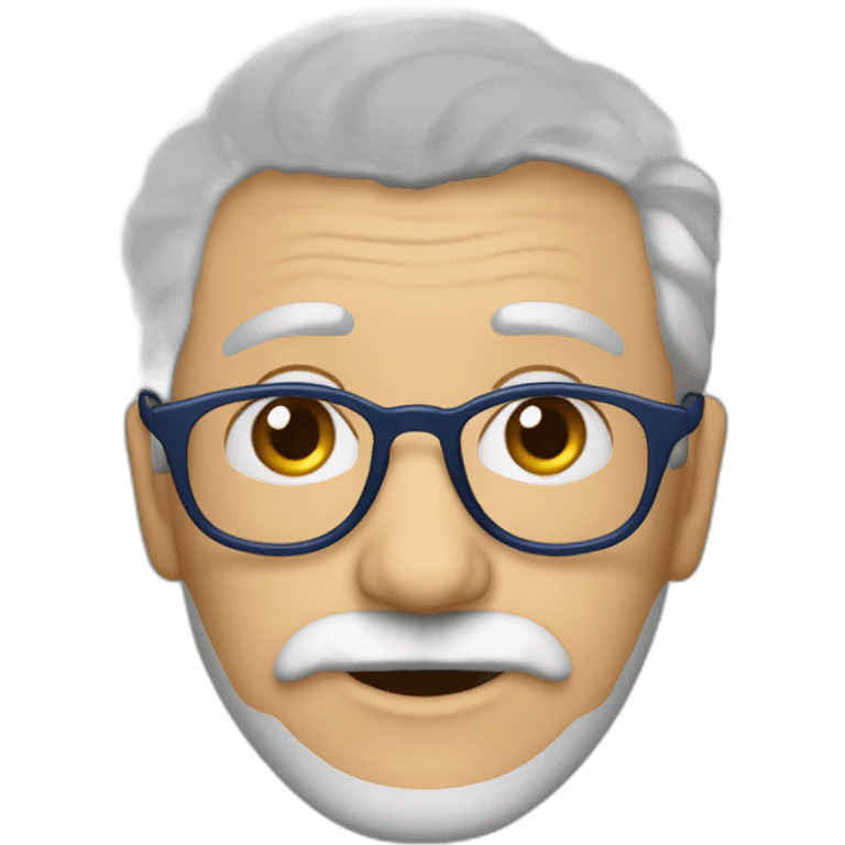 Abuelo lentes azules pelo corto, cejas negras y barba pequeña a emoji