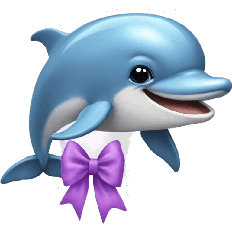 Dolphin with lilac bow emoji