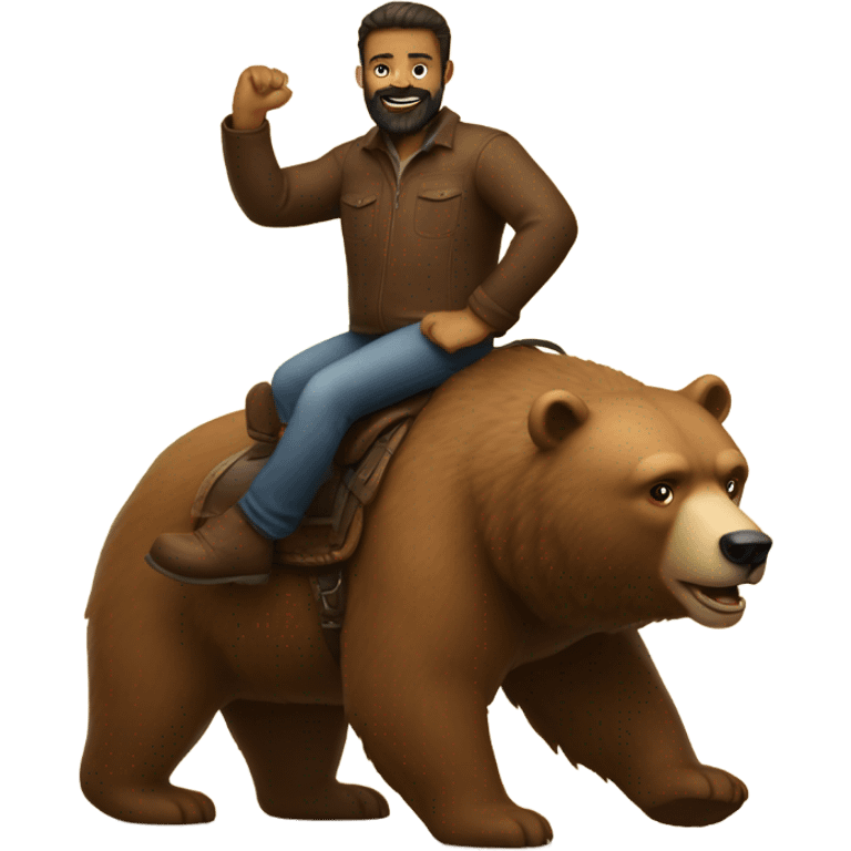 Man with beard riding a bear emoji