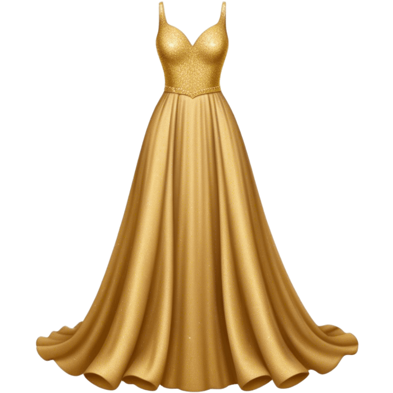 long gown dress made out of golden glitter emoji