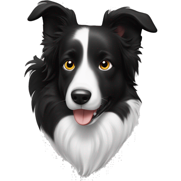 Black and white border collie erect ears emoji