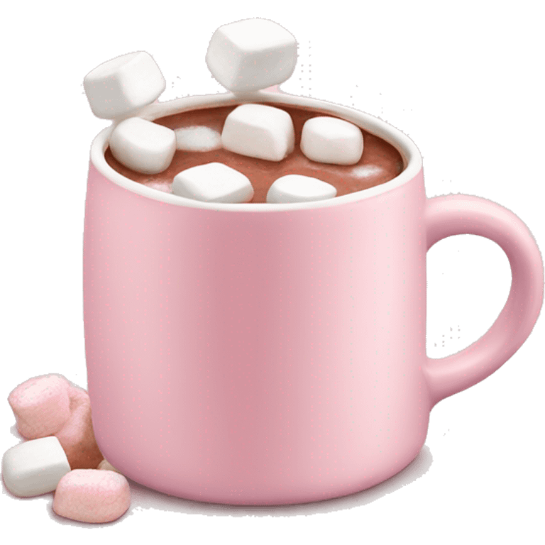 Light Pink mug of hot chocolate with marshmallows  emoji