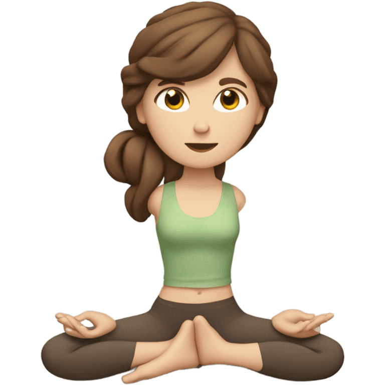 White girl brown hair doing yoga  emoji