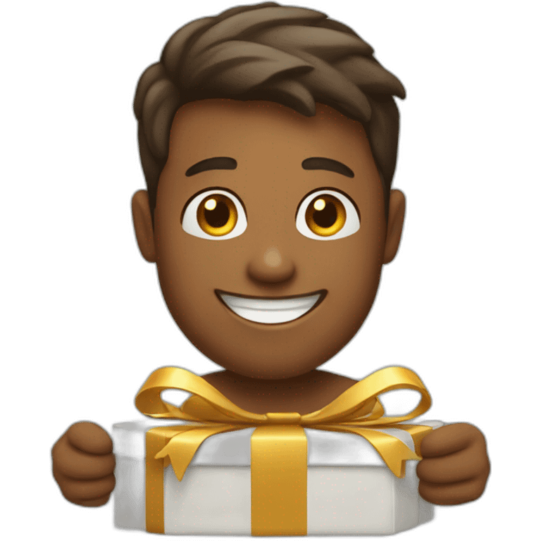 happy guy receiving a gift emoji