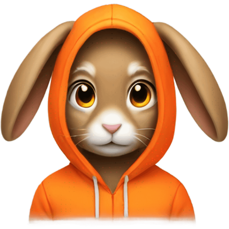 Bunny wearing a neon orange hoodie emoji