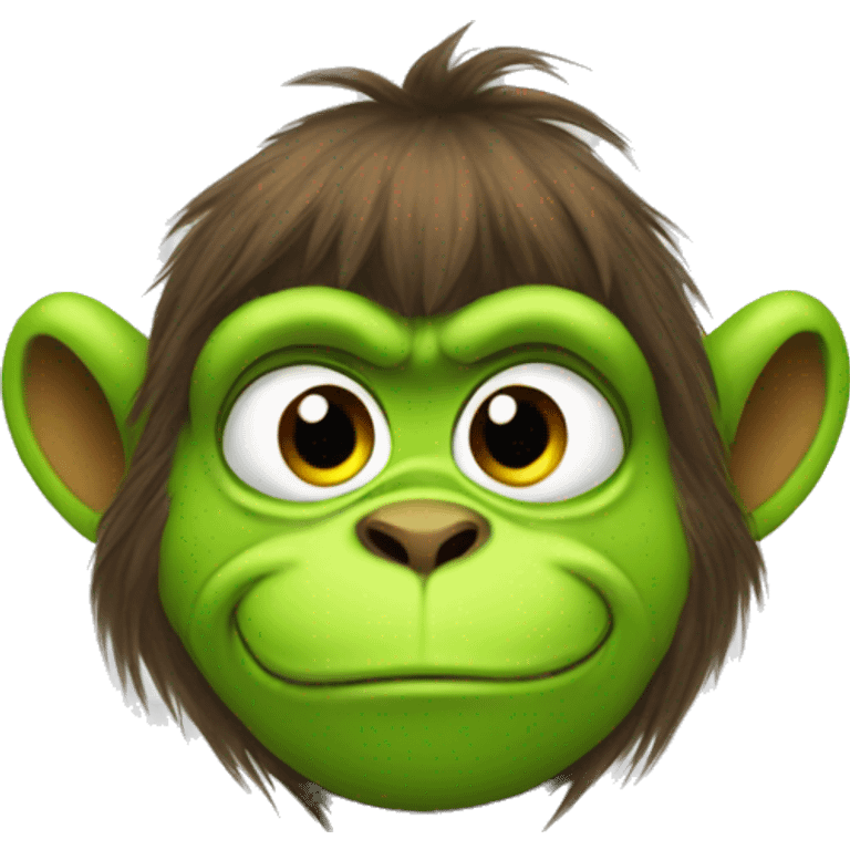 Little monkey dressed as the grinch emoji