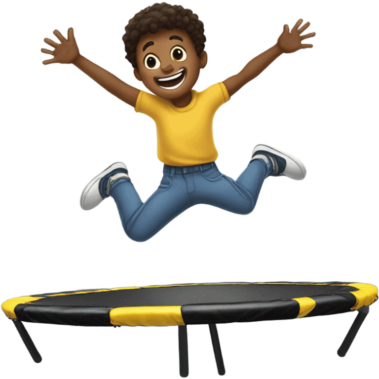 Boy jumping on trampoline  emoji