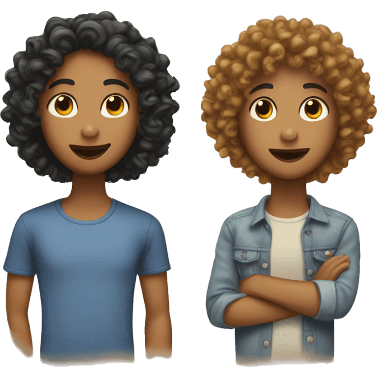 best friends with straight and curly hair emoji