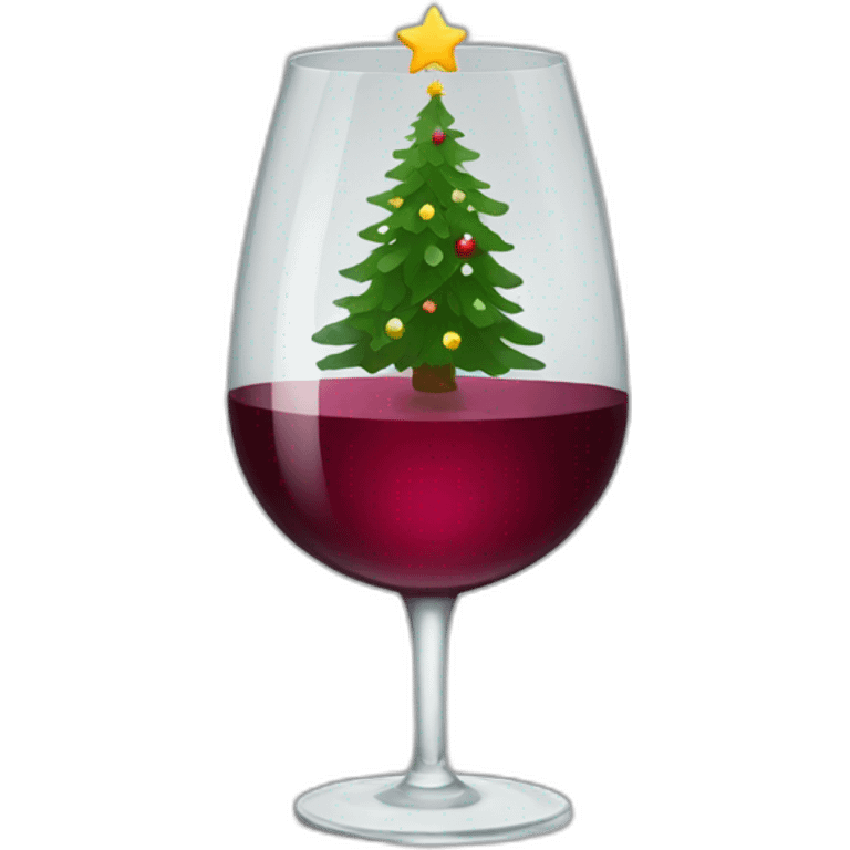 Glass of wine with christmas tree  emoji