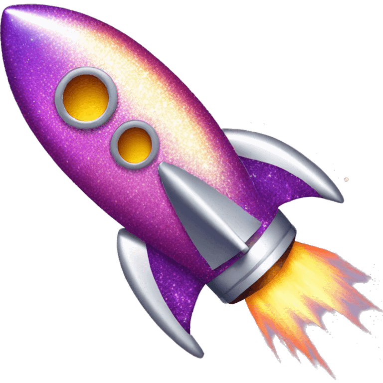 rocket covered by shiny glitter like a disco ball, diagonal and a bit bigger emoji