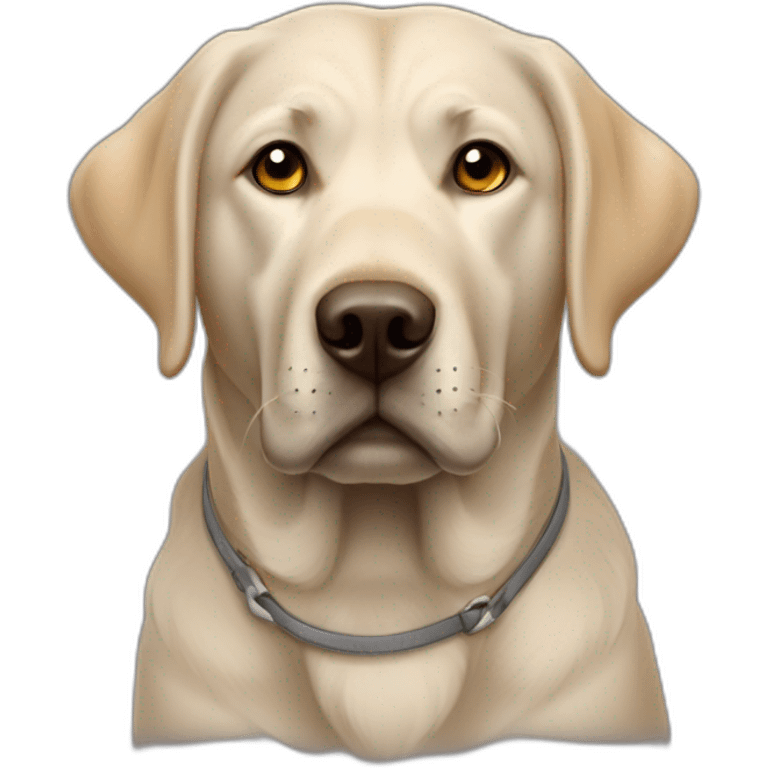 Labrador gris avec une ligne sur le museau jusqu’à la truffe emoji