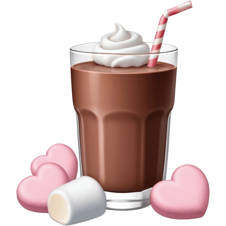 Chocolate milk with heart shaped marshmallows  emoji