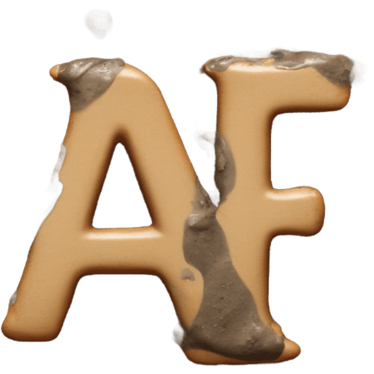 Letters A and F spelled in smeared mud emoji