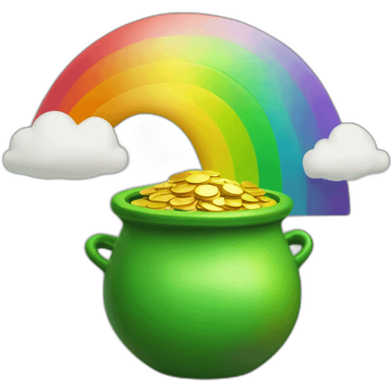 Green Pot of Gold with a Rainbow over the top emoji