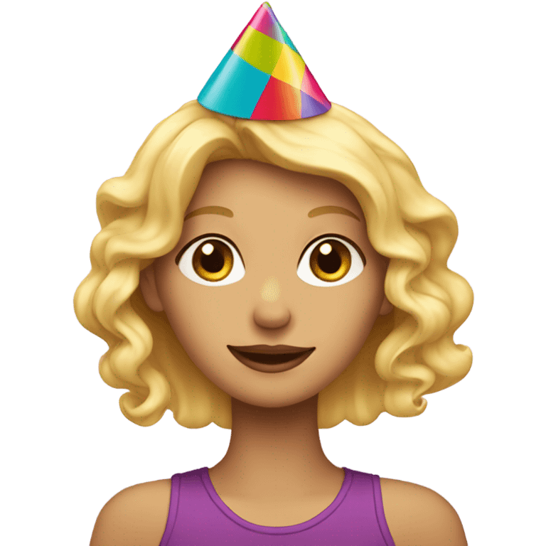 Blonde girl wearing birthday hat  emoji