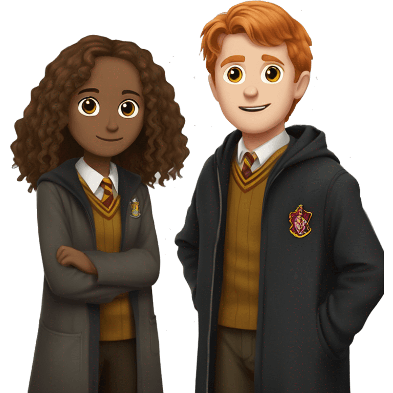 harry potter with hermione granger and ron weasley standing together emoji