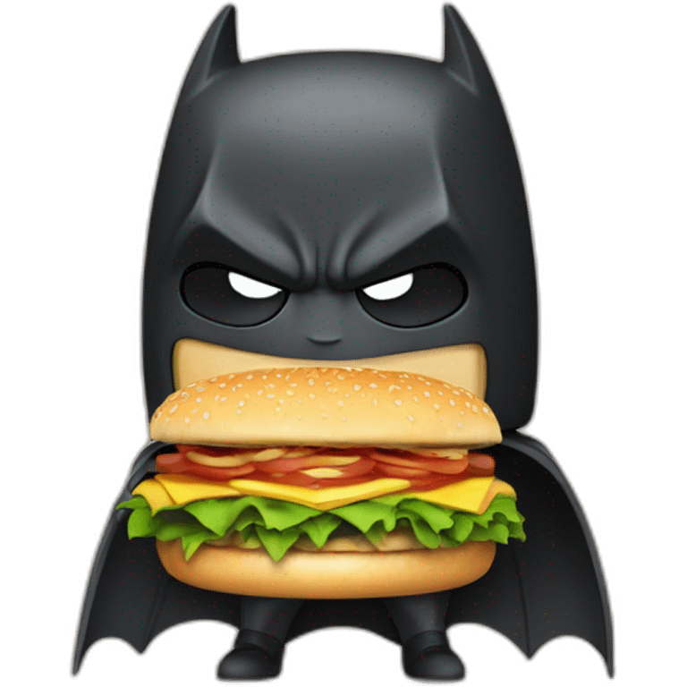 Batman mange un hamburger emoji