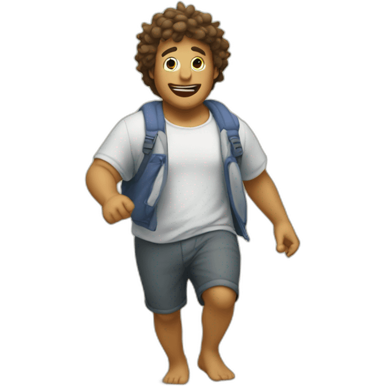 Gordo caminando hacia la playa  emoji